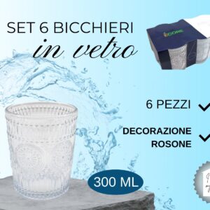set bicchieri di vetro 6 pezzi