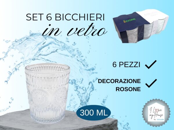 set bicchieri di vetro 6 pezzi